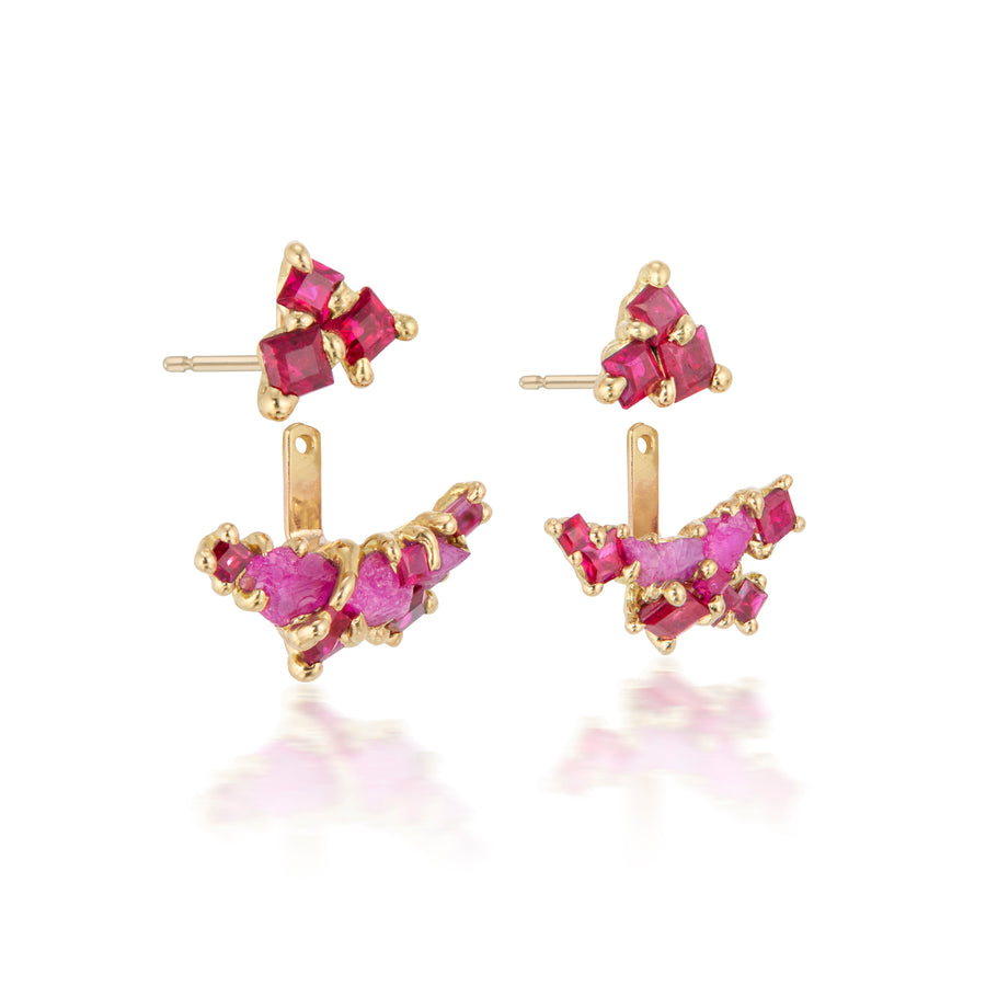 Madeline - Two Part Ruby Earrings