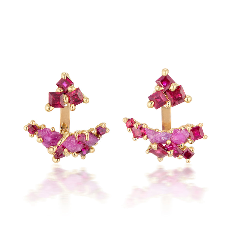 Madeline - Two Part Ruby Earrings