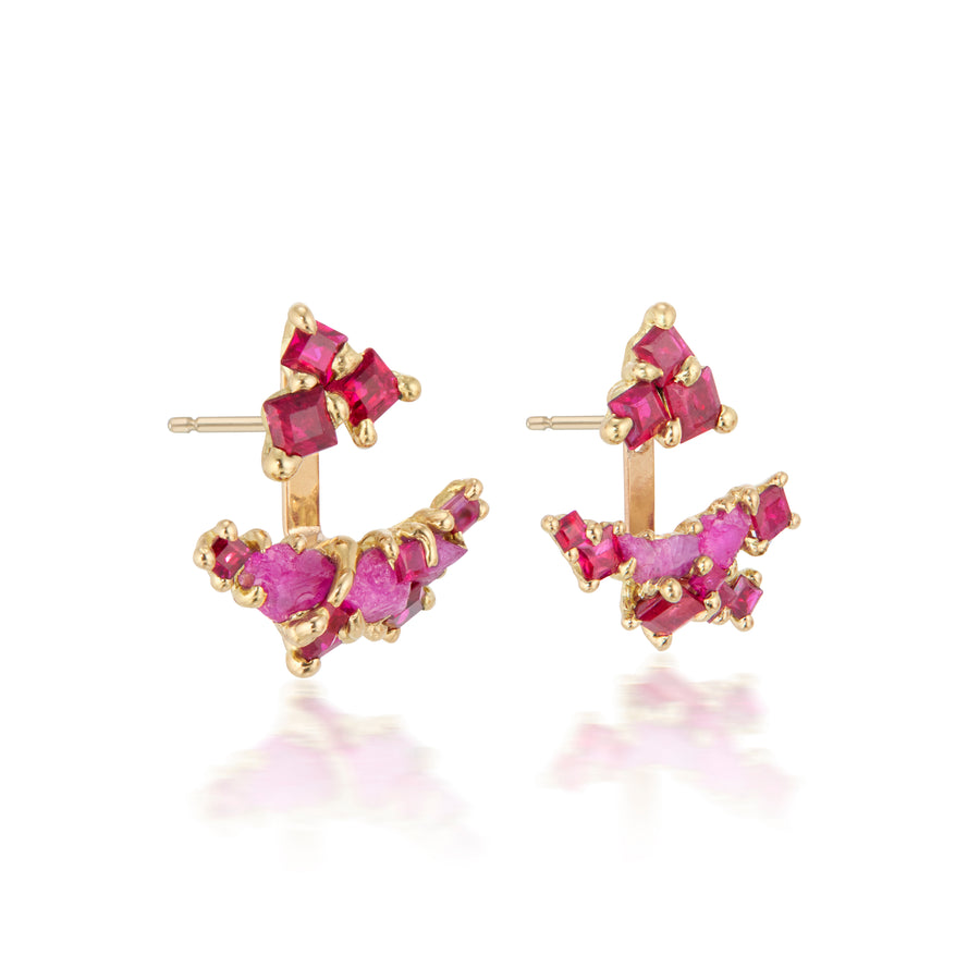 Madeline - Two Part Ruby Earrings