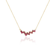 Staggered Ruby Necklace Jayne Moore yellow gold ruby pendant 