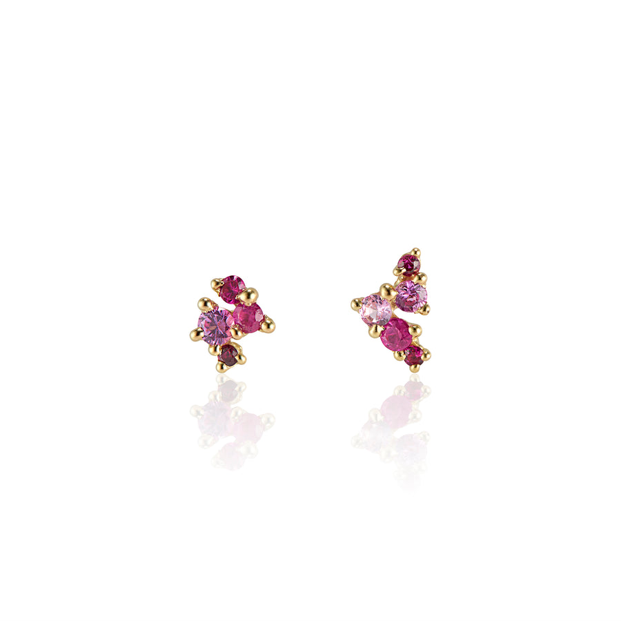 Rebel-Set Pink Sapphire Earrings