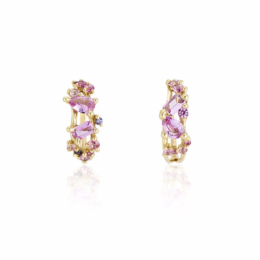 Pink Sapphire Rebel-Set Hoops