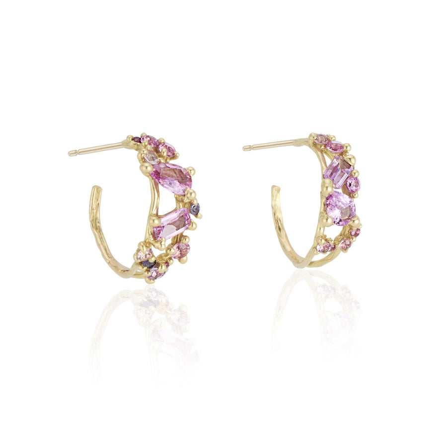 Pink Sapphire Rebel-Set Hoops