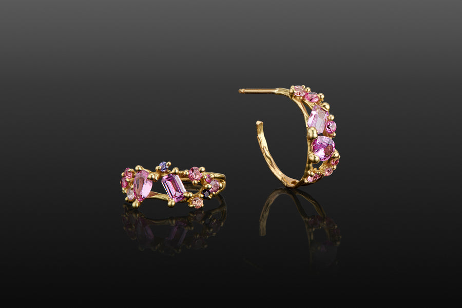 Pink Sapphire Rebel-Set Hoops