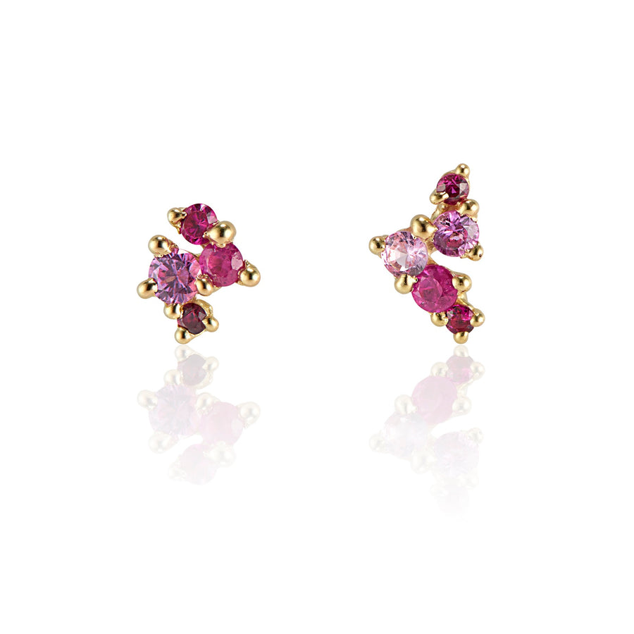 Rebel-Set Pink Sapphire Earrings