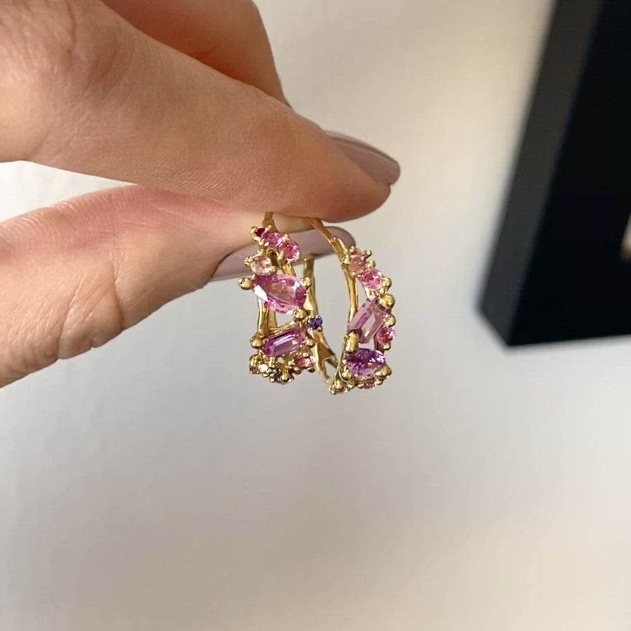 Pink Sapphire Rebel-Set Hoops