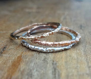rainy dainty stacker rings dainty midi ring small elegant sparkly midi ring hand textured ring elegant rings made in nyc by Jayne Moore with recycled and refined golds 
