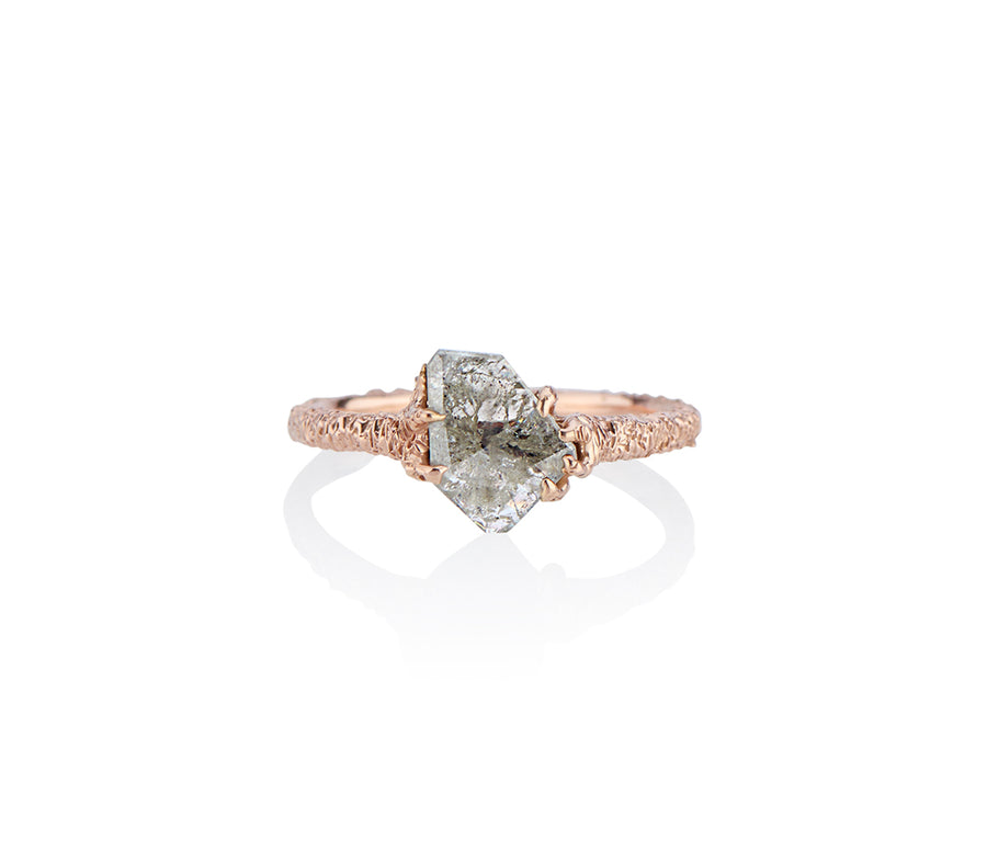 Diamond Slice Ring one of a kind unique diamond slice showing the diamonds extraordinary journey. Rare jewelry. the perfect gift for a unique woman and someone special, something that no one else will have and it can't be recreated. Jayne Moore model and writer makes her own jewelry from recycled metals using conflict free diamonds all handmade in new york city