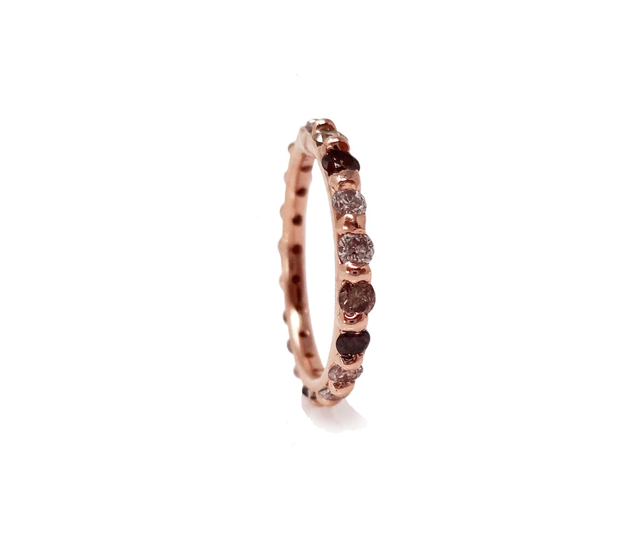 alternative eternity ring eternity band chocolate diamonds cognac diamonds grey diamonds infinity ring designer model jayne moore writer