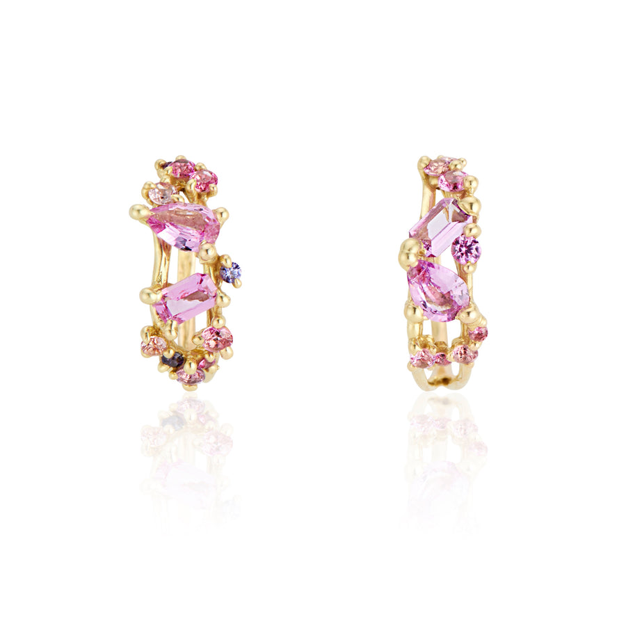 Pink Sapphire Rebel-Set Hoops