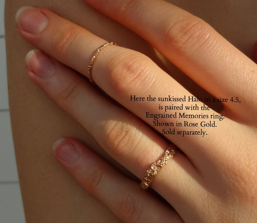 rainy dainty stacker rings dainty midi ring small elegant sparkly midi ring hand textured ring elegant rings made in nyc by Jayne Moore with recycled and refined golds 